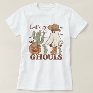 Westerne Howdy Pumpkin Ghost Cowboy Let's Go Ghoul T-shirt