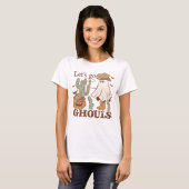 Westerne Howdy Pumpkin Ghost Cowboy Let's Go Ghoul T-shirt (Voorkant volledig)