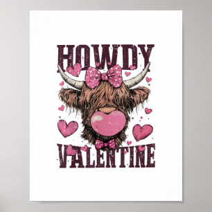 Westerne Howdy Valentijn Funny Highland Koe Valent Poster