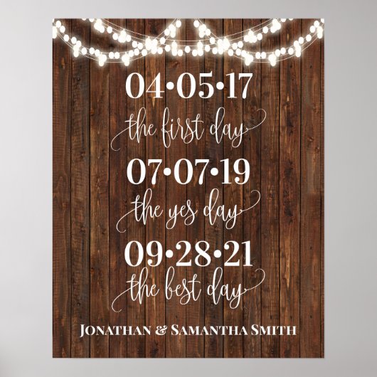 Westerne huwelijksdatum Ja Dag Beste Dag Teken Poster (Voorkant)