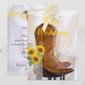 Westerne huwelijksuitnodiging met zonnebloemen kaart (Voorkant / Achterkant)