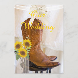 Westerne huwelijksuitnodiging met zonnebloemen kaart