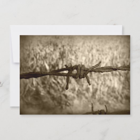 Westerne huwelijksuitnodigingen in Barbed Wire Lan Kaart (Achterkant)