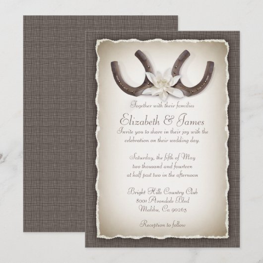 Westerne huwelijksuitnodigingen kaart (Voorkant / Achterkant)