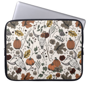 Westerne Ivoor Herfst Oogst en Koe Schedels Laptop Sleeve