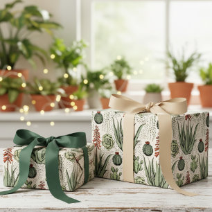Westerne ivoorwoestijncactussen en vetplanten cadeaupapier