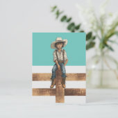 Westerne jonge cowboy op landelijke stijl briefkaart (Staand voorkant)