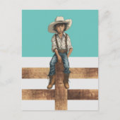 Westerne jonge cowboy op landelijke stijl briefkaart (Voorkant)