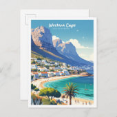 Westerne Kaap Zuid-Afrika Illustratie Reizen Briefkaart (Voorkant / Achterkant)