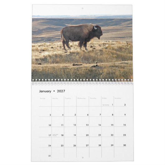 Westerne Kansas Buffalo Kalender (Jan 2027)
