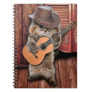 Westerne Kat cowboy musicus met gitaar Notitieboek