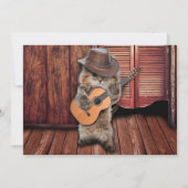 Westerne Kat-cowboymuzikant met gitaar Kaart (Achterkant)