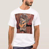Westerne Kat-cowboymuzikant met gitaar T-shirt (Voorkant)