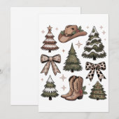 Westerne Kerst Coquette Bow Cowboy Cowgirl Boot Feestdagenkaart (Voorkant / Achterkant)