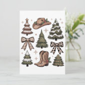 Westerne Kerst Coquette Bow Cowboy Cowgirl Boot Feestdagenkaart (Staand voorkant)