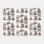 Westerne Kerst Coquette Bow Cowboy Cowgirl Boot Inpakpapier Vel (Voorkant)