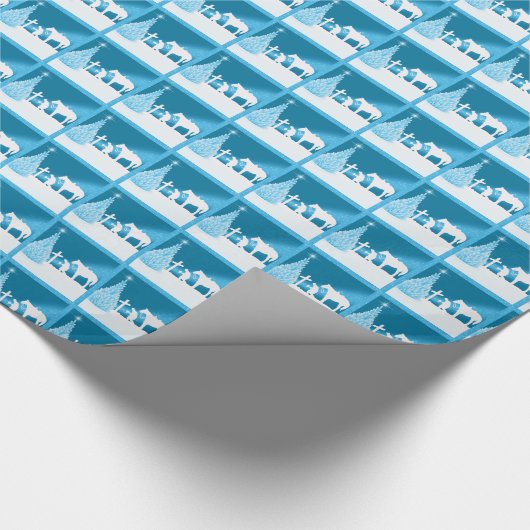 Westerne kerst cowboy bidden cadeaupapier (Hoek)