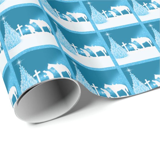 Westerne kerst cowboy bidden cadeaupapier (Rol Hoek)