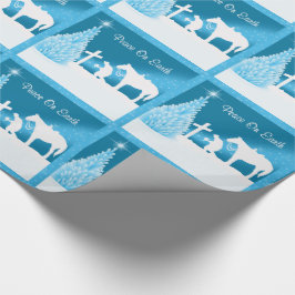 Westerne kerst cowboy bidden vrede op aarde cadeaupapier