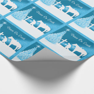 Westerne kerst cowboy bidden vrede op aarde cadeaupapier