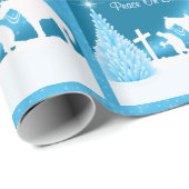 Westerne kerst cowboy bidden vrede op aarde cadeaupapier (Rol Hoek)