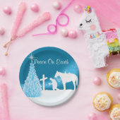 Westerne kerst cowboy biddende Borden Papieren Bordje (Feest)