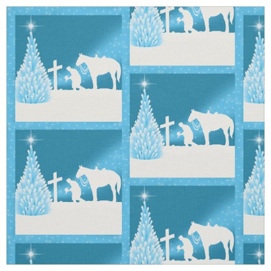 Westerne kerst cowboy bidstof stof (Swatch)