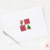 Westerne kerst cowboy kerstman met kerstboom vierkante sticker (Envelop)