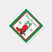 Westerne kerst cowboy laars vrolijk kerstfeest servetten (Hoek)