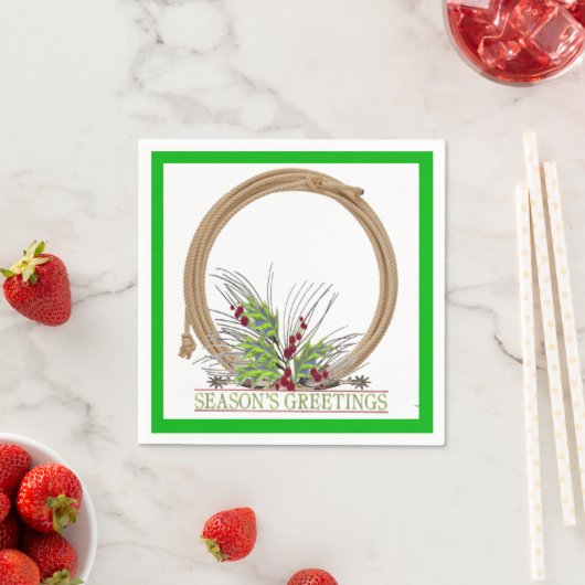 Westerne kerst cowboy lariat krans servetten (Insitu)