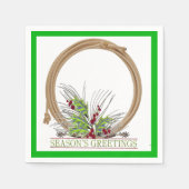 Westerne kerst cowboy lariat krans servetten (Voorkant)