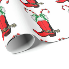 Westerne kerst cowboylaars met snoepjes cadeaupapier