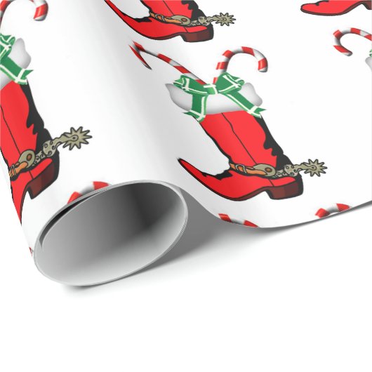 Westerne kerst cowboylaars met snoepjes cadeaupapier (Rol Hoek)