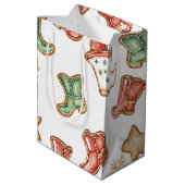 Westerne Kerst Cowgirl Cowboy Boots Medium Cadeauzakje (Achterkant Gekanteld)