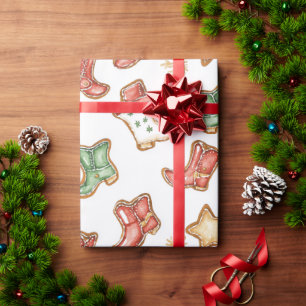 Westerne Kerst Cowgirl Cowboy Cadeaupapier