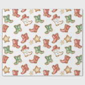 Westerne Kerst Cowgirl Cowboy Cadeaupapier (Vlak)