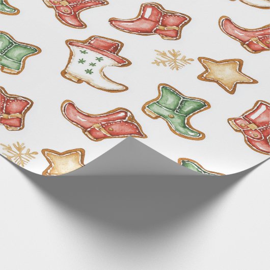 Westerne Kerst Cowgirl Cowboy Cadeaupapier (Hoek)