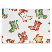 Westerne Kerst Cowgirl Cowboy Christmas Groot Cadeauzakje (Achterkant)