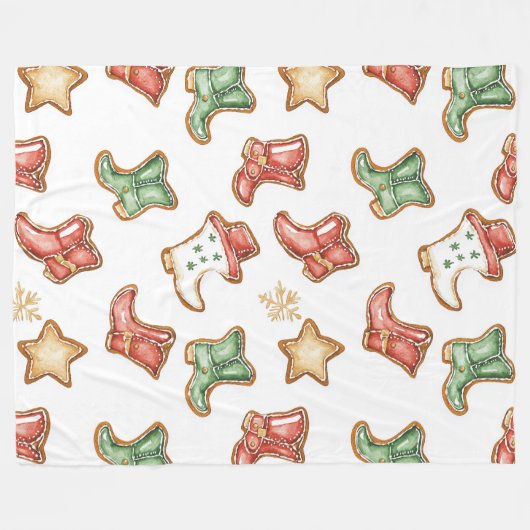 Westerne Kerst Cowgirl Cowboy Fleece Deken (Voorkant (Horizontaal))