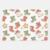 Westerne Kerst Cowgirl Cowboy Inpakpapier Vel (Voorkant)