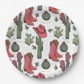 Westerne Kerst Cowgirl Laarzen Howdy Christmas Papieren Bordje (Voorkant)