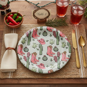 Westerne Kerst Cowgirl Laarzen Howdy Christmas Papieren Bordje
