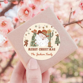 Westerne kerst dank u klas ronde sticker