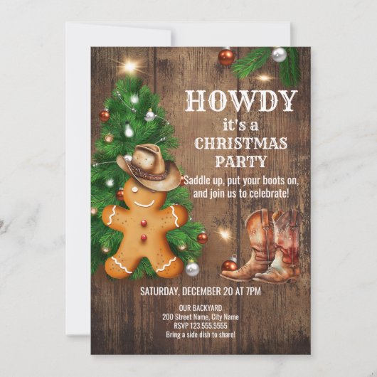 Westerne Kerst Gingerbread Cookies Kaart (Voorkant)