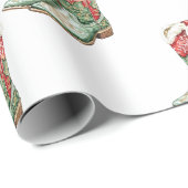 Westerne Kerst Groene Rode Cowboy Cowgirl Laarzen Cadeaupapier (Rol Hoek)