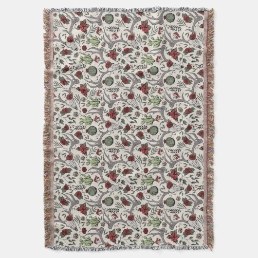 Westerne Kerst Herten Schedels Antlers en Cactus Deken (Voorkant Verticaal)