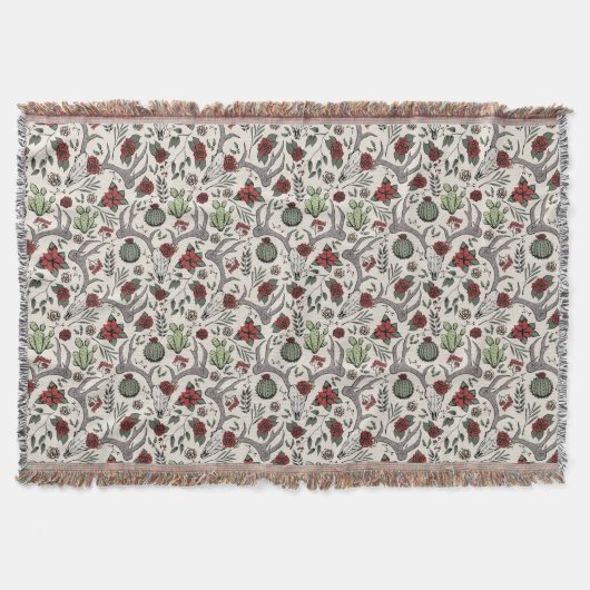 Westerne Kerst Herten Schedels Antlers en Cactus Deken (Voorkant)