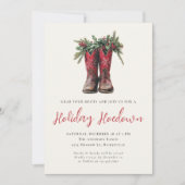 Westerne Kerst Hoedown Party Boots Holiday Kaart (Voorkant)