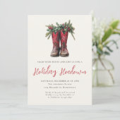 Westerne Kerst Hoedown Party Boots Holiday Kaart (Staand voorkant)