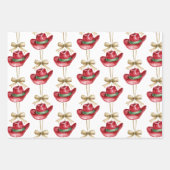 Westerne Kerst Rode Cowboy Cowgirl Boot Inpakpapier Vel (Voorkant 2)